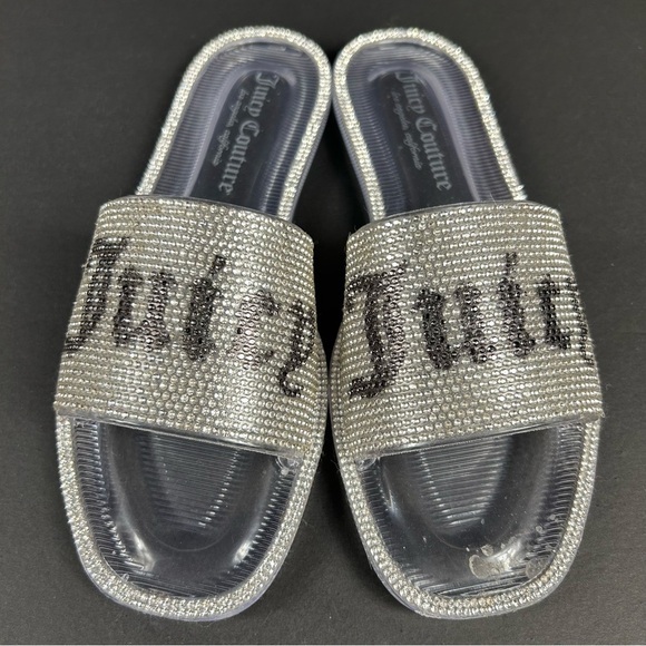 Juicy Couture Glittering Silver Slide Sandals - Picture 3 of 9